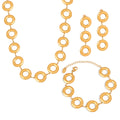 Trendy 3 Pcs/Set Stainless Steel Round Dangle Earrings Bracelet Long 18k Gold Plated Geometric Choker Necklace Jewelry Set