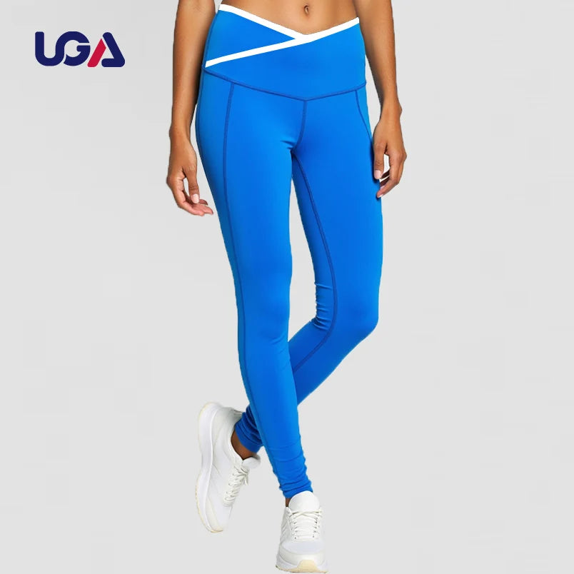Wholesale Color Blocked  Compression Yoga Pants High Waist Butt Lift Breathable Leggings for Women