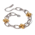 J&D Ins Chic Stainless Steel 18K Gold Women Two Tone High-End Handmade Round Bead Bracelets