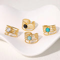 Beimai OEM Ring Natural Stone Turquoise Simple Stainless Steel Ring