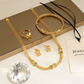 Women's Classic African Style 18K Gold Plated Stainless Steel Jewelry Set Includes Heart Motif Ring Bracelet Necklace
