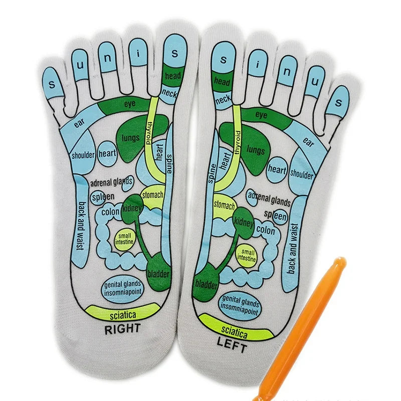 Wholesale Acupressure Reflexology Socks Five Toe Healthy Foot Massage Socks With Massage Tool