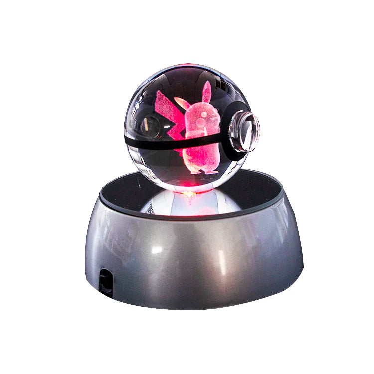 Factory Wholesale New Design Poke Mon Ball K9 Crystal Ball New Crystal Poke Mon Ball With LED Base