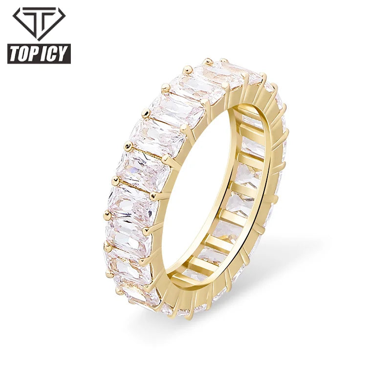 Best Selling Adjustable Size Silver Gold Color Ice Out Rings for Men Finger Jewelry Fashion