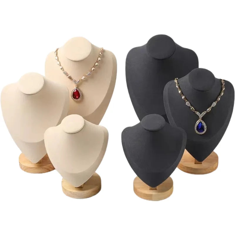 Solid Wooden Classic Heart-Shape Jewelry Container for Displaying Necklaces on Shop Counters