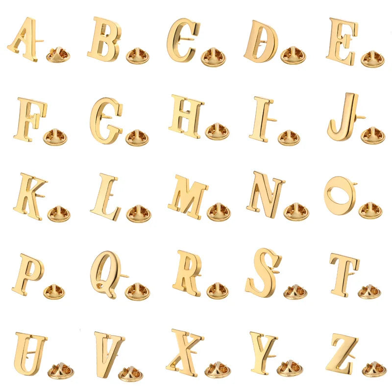 WYSE Men's Custom Metal Badge Brooch 18K Gold-Plated Copper Lapel Pin With 26 Letters A-Z