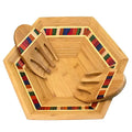 Wooden Salad Bowl Large Serving Bowl Set with Jute Placemats and Serving Utensils with Salad Hands Bamboo and Colored Birch Wood