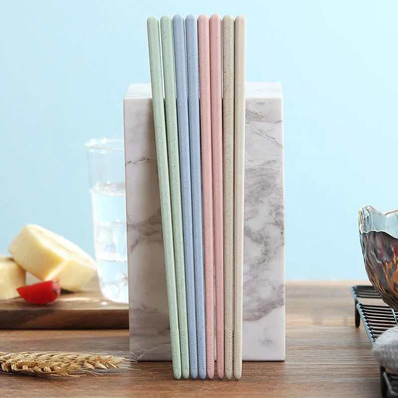 4-color Environmental protection Reusable Travel Straw Biodegradable Wheat Square Chopsticks Modern Minimalist Cutlery Back