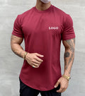 2022 New Slim Fit Longline T Shirt Longer Drop Curved Hem Muscle Slim Fitted Gym 95% Cotton 5% Elastane Mens T Shirt