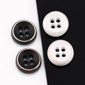Model 65808 Concave Eco-Friendly Flatback Round Zinc Alloy 4-Holes Plated Buttons Black White for Shirts Dresses