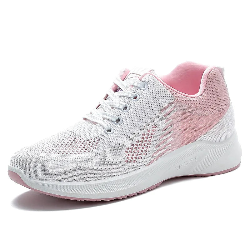 Fashion Women Breathable Walking Mesh Flat Shoes Female Tenis White Sneakers