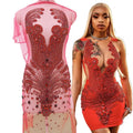 WDP-245 Keering Bridal Wedding Party Dress Panel Crystal Teardrop Sew on Champagne Red Rhinestone Applique