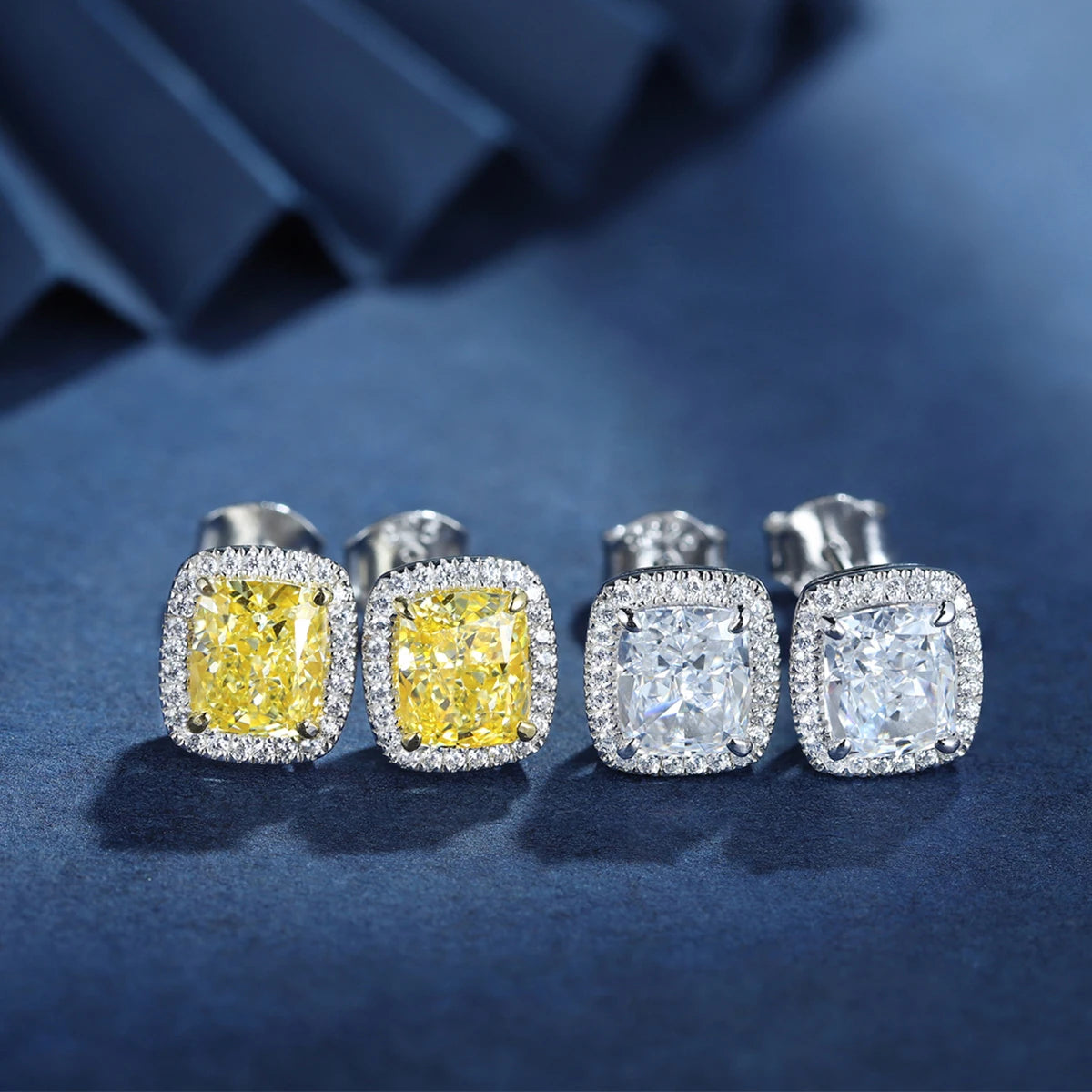 925 Sterling Silver Earring With CZ Cushion Shape 1ct Handmade Solid Silver Earrings Women
