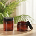 Fuyun Luxury Cosmetic Empty PET Amber Facial Jars Black Plastic Screw Lid Moisturizing Cream Lotion Mascara Lipstick Eye Cream