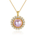 PAG&MAG Colorful Natural Pearl Pendant Necklace of Cubic Zirconia Jewelry for Woman Girl Party Daily Design