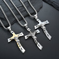Fine Jewelry for Women & Men 316L Stainless Steel Jesus Cross Pendant Necklace 18K Gold for Weddings & Christian Celebrations