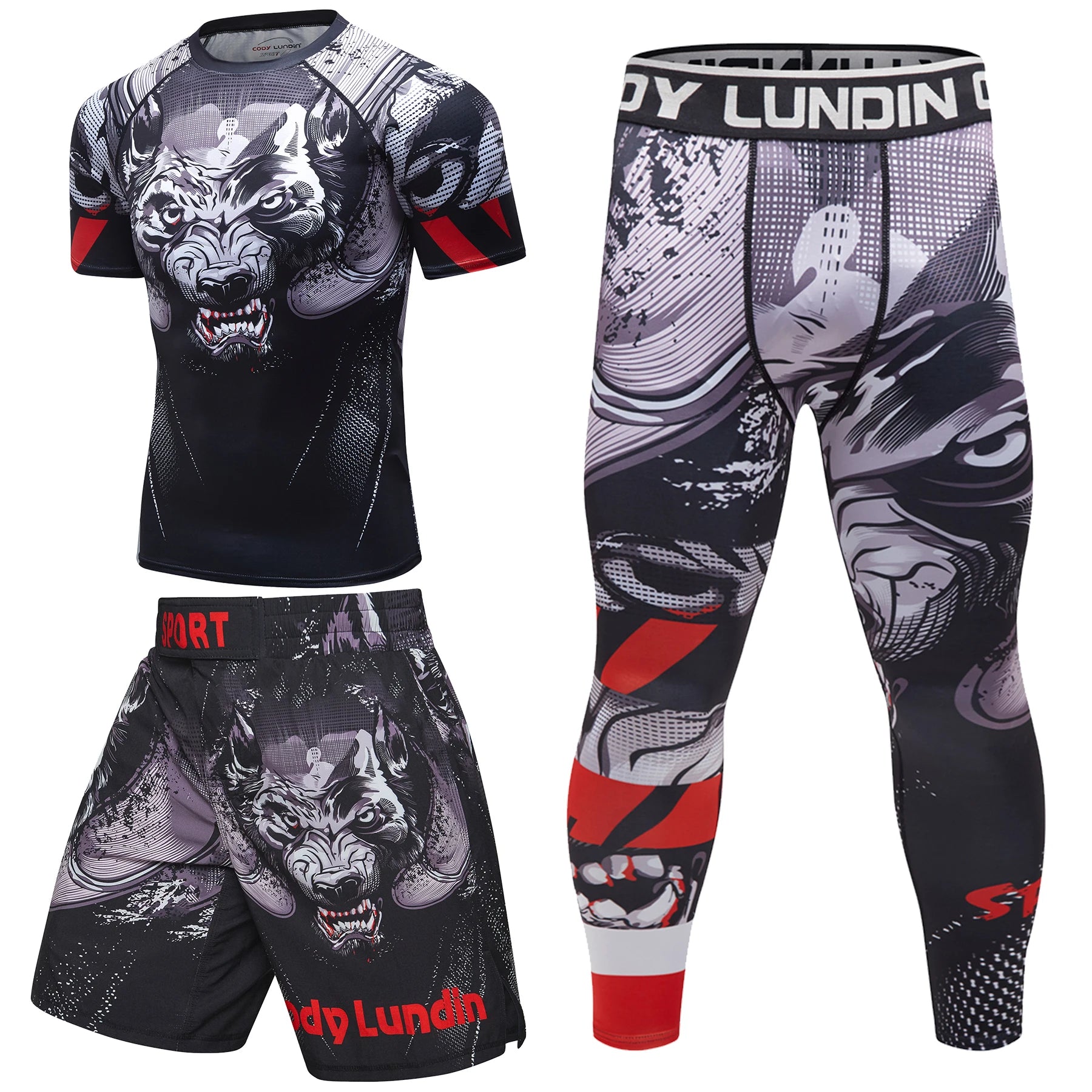 Cody Lundin Tattoo Men's Gym Compression Tshirt Masculine Sublimation Rashguard Set Tracksuit MMA Jiu Jitsu Boxing Jersey Custom