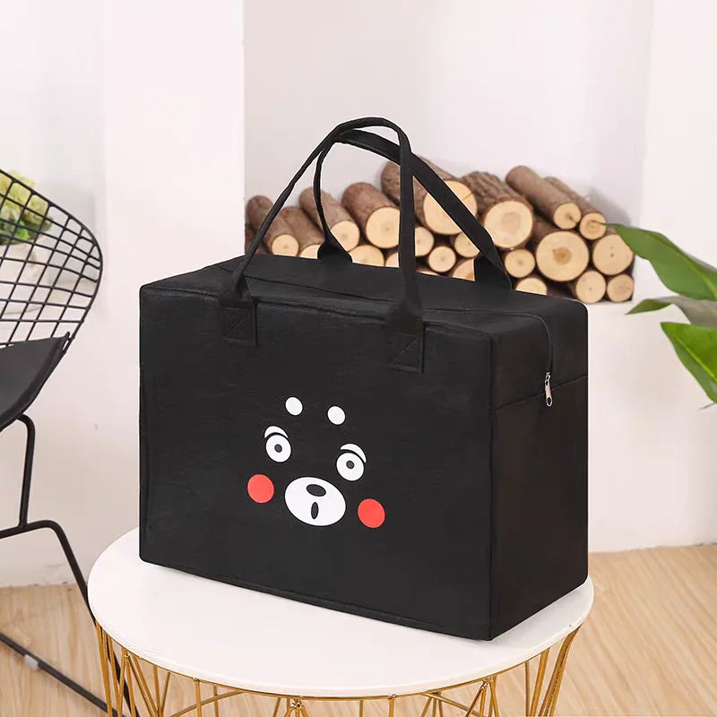 Wholesale New Women's Large Capacity Felt Cloth Handbag Zipper Closure Fashion Cartoon Pattern Hand Carry Shopping Travel Sport