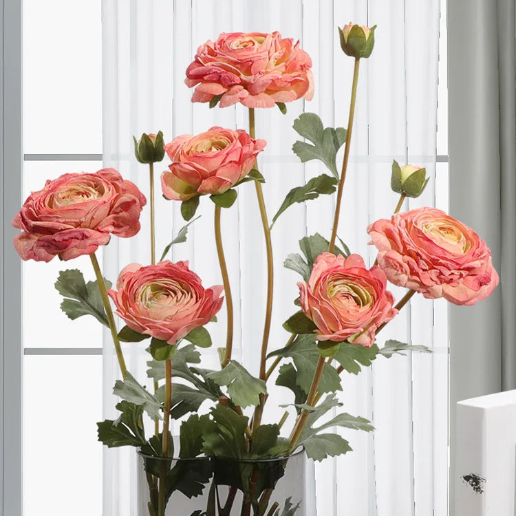 D-PE005 Burgundy Flowers Wholesale Silk pink Peonies Ranunculus Artificial Peony Flowers