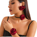 Romantic Vintage Style Women's Clavicle Necklace Bracelet Earrings Set Long Lace Rope Accessories Fashion Jewelry Gift