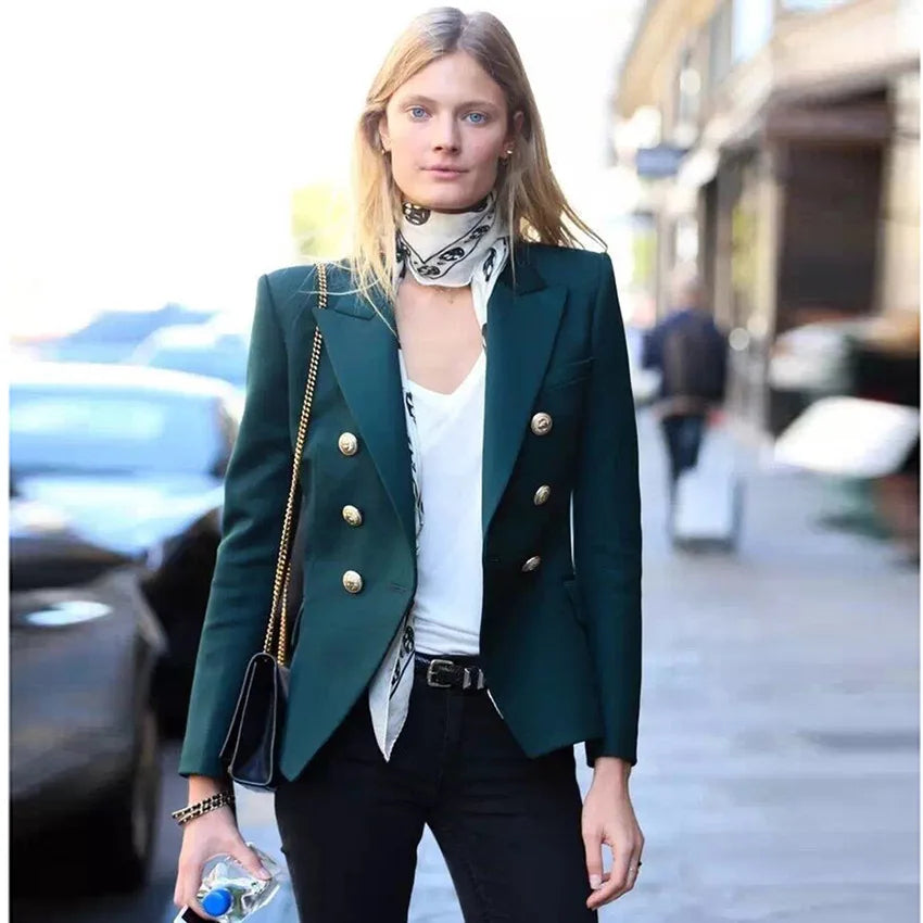 New Design Jacket Casual Double Breasted Woman Blazer Jacket Olive Green Women Office Wear Women'S Suits