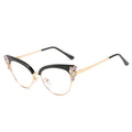 Fashion Cat Eye Jewelry Optical Frame Blue Light Blocking  Glasses Frame for Women Eyeglasses