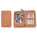 Professional 9PCS Stainless Steel Nail Clipper Travel Grooming Kit Classic Brown Manicure & Pedicure Set