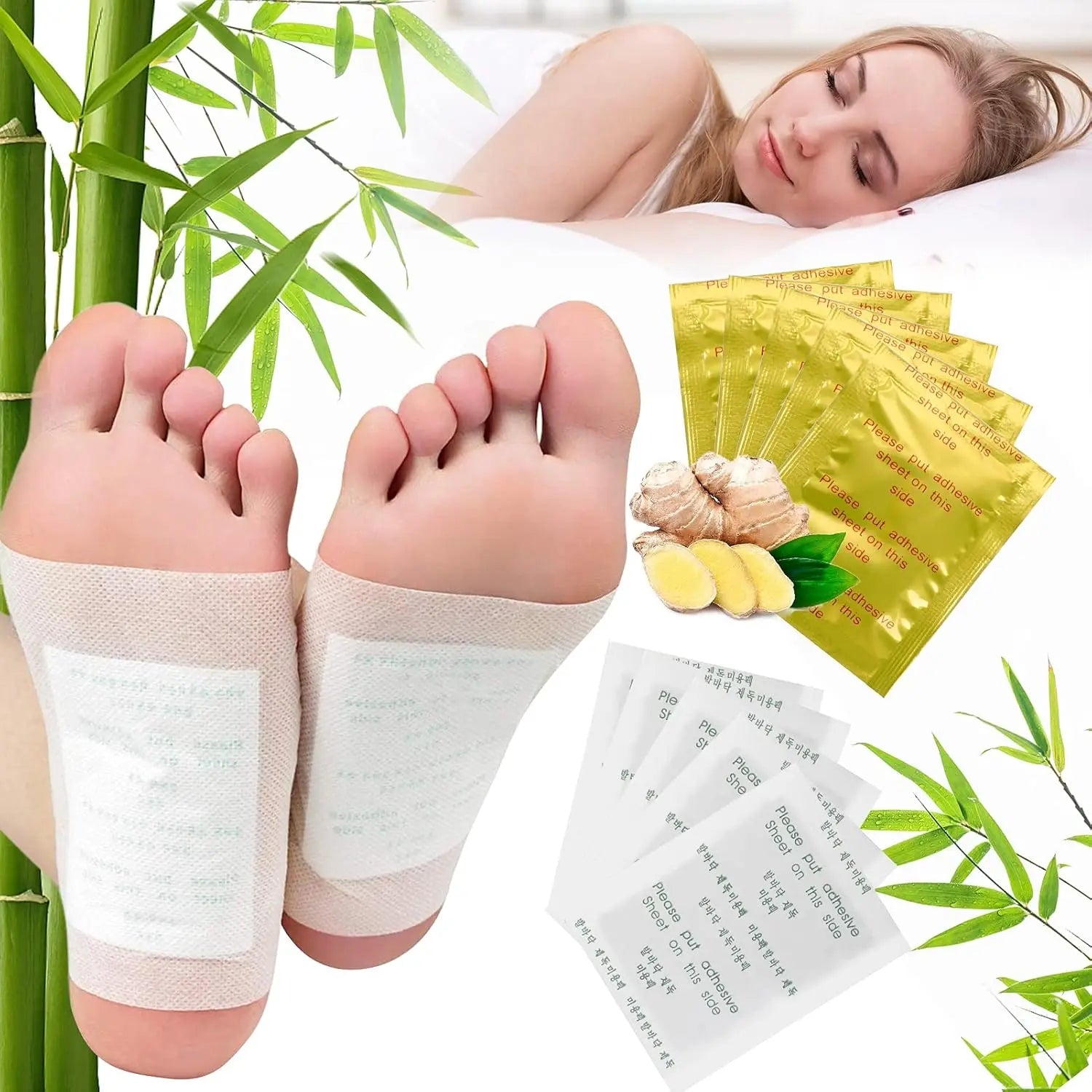 Natural Vinegar Bamboo Charcoal Wormwood Lavender Ingredients Foot Patches
