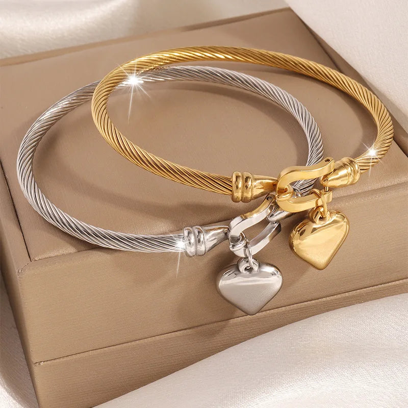 316L Stainless Steel Fashionable Heart-shaped Bracelet 18K Gold-plated High-end Jewelry Wedding Gift for the Wedding Day