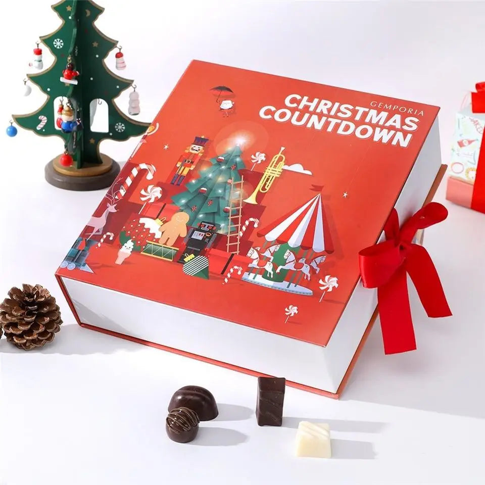 Custom Design Book Shaped Recycled Materials Biodegradable Eco-Friendly Matt Lamination Embossing Rigid Paperboard Christmas