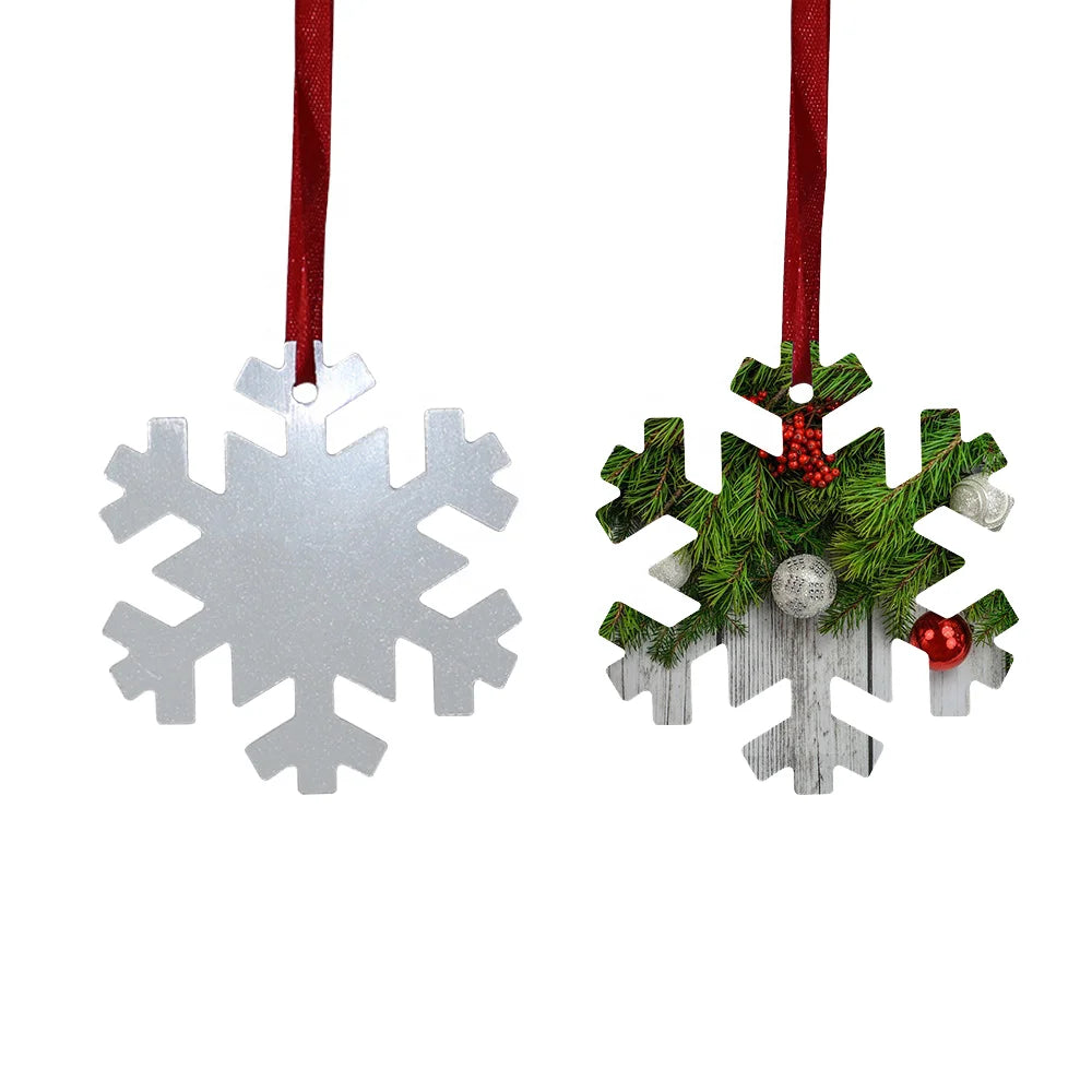 Custom Shape USA One Sided Metal Blank Star Snowflake Round Christmas Tree Aluminum Sublimation Ornament