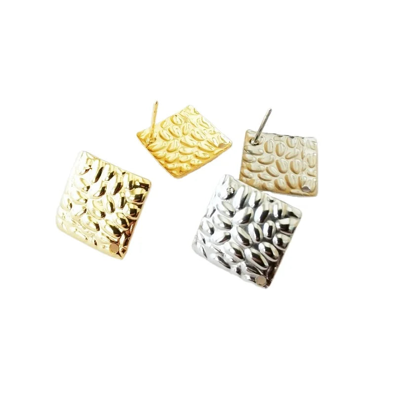 Wholesale Unique Geometric Earrings 14*14mm square Stainless Steel Gold Plated Earring Jewelry Accessories for Women