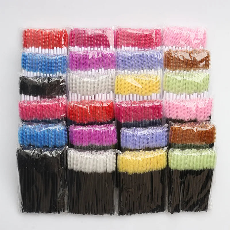 Wholesale 50Pcs/Pack Spoolies Lash Extension Crystal Mascara Wands Disposable Micro Eyelash Brushes Eyebrow Cleaning Spoolies