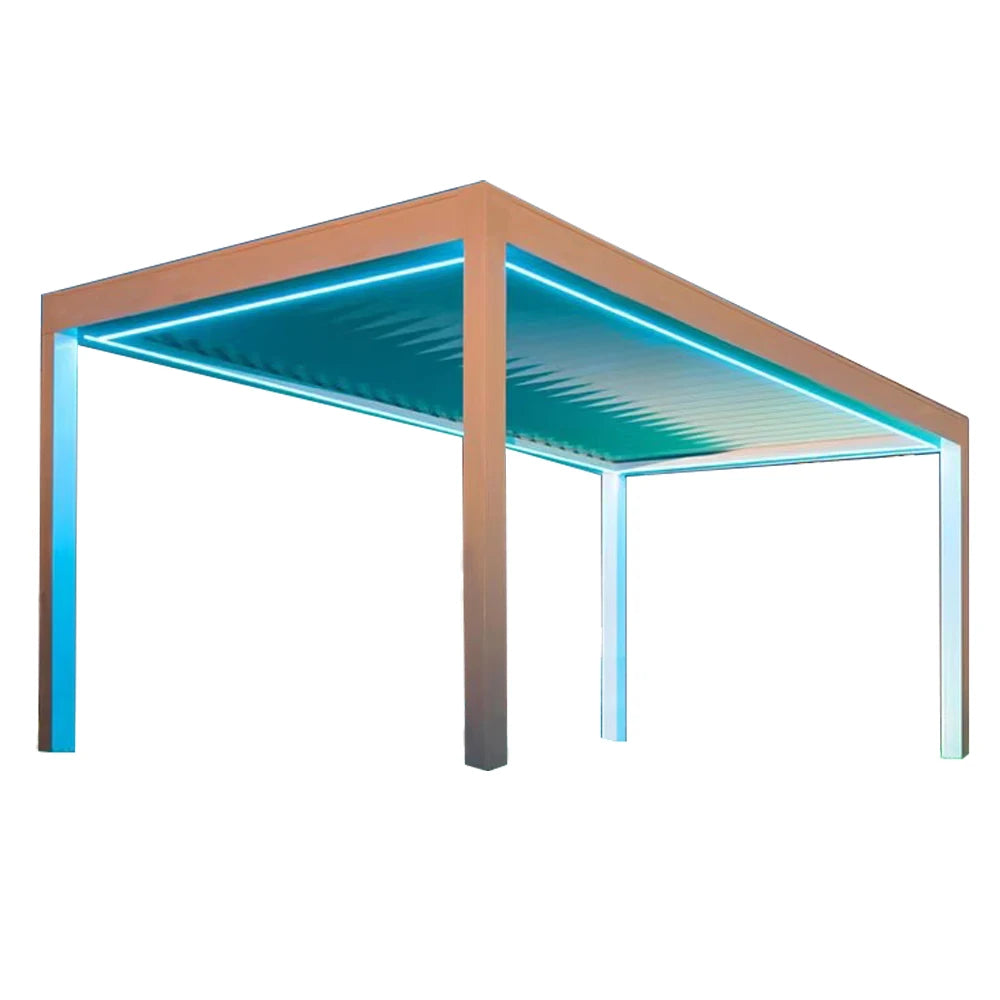 Pergola Retractable Motorized Aluminum Free-standing Bioclimatic Louvre for Outdoor LED Balcony Garden Aluminium Garden Gazebos