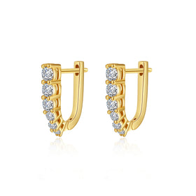 CZCITY Luxury 925 Silver Charm Hot Sale Statement Zircon Jewelry Simple Earing Woman Gold Huggies Earring