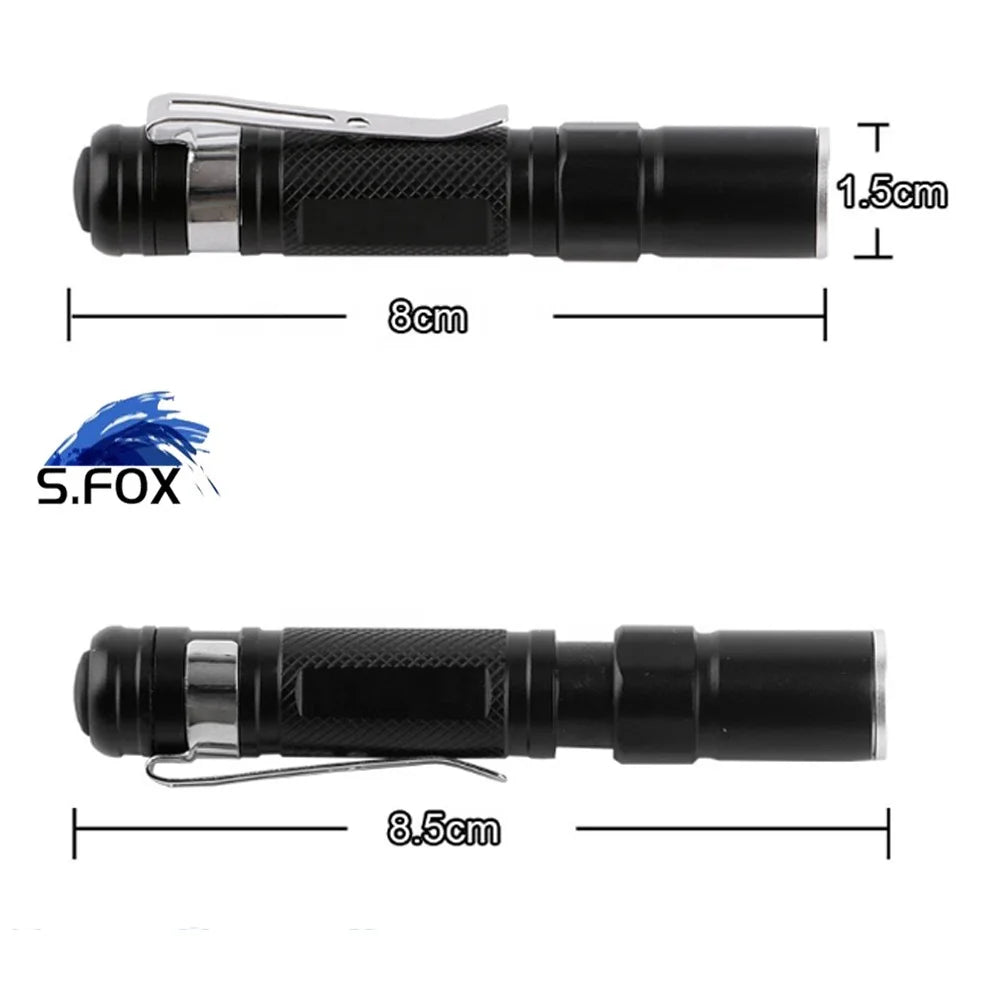 Factory Supply Aluminum Super Bright AAA Battery LED Zooming Small Torch Pen Flashlight
