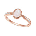 OL0910 Abiding Classic Fashion Rose Gold Plated 925 Sterling Silver Oval Gemstone Milky Rainbow Blue Moonstone Rings