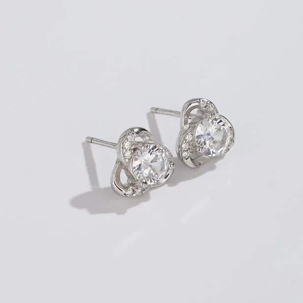 Fashion Trend Round High Moissanite Diamond Earrings Small Flower Stud Earrings S925 Sterling Silver for Girls