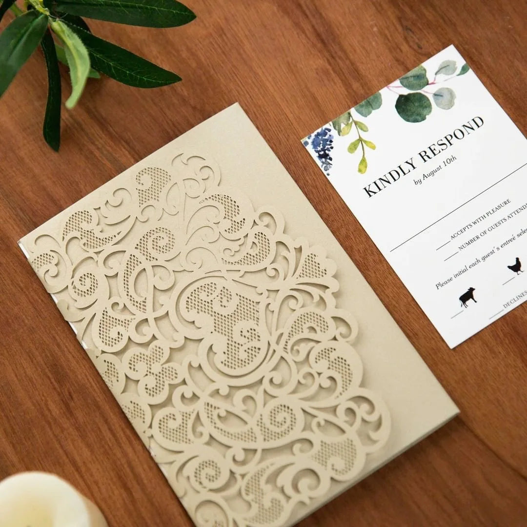 Paper Maker Wholesale champagne Laser Cut Wedding Card Design Invitation for Quinceanera Nepali Carte d Invitation Mariage