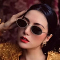 Korean-Style Embossed Women's Sunglasses Oval Little Red Riding Hood Inspired Sweet Fresh Style Street Beats Glasses Metal