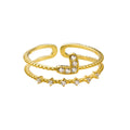 Daidan Dainty Ring 925 Sterling Silver Korean Adjustable Zircon Double Layer 925 Silver Heart Ring
