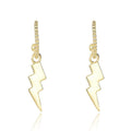 925 Sterling Silver Lightening Shaped Hip Hop 18k Gold Personality Men Women Fashion Hoop Earrings