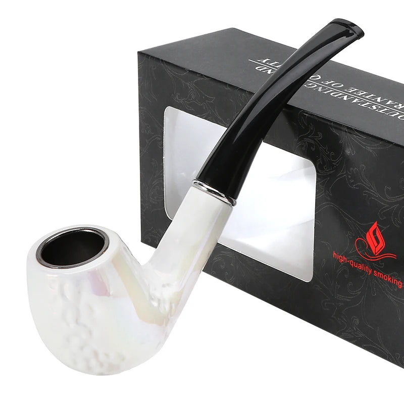 Futeng Portable White Ceramic Resin Smoking Pipe Hand Smoke Pipe Wholesale Tobacco Pipe for Smoking Custom Box logo