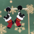 Cartoon Cute Anime Movie Protagonist Christmas Socks Animal Earring Eyes Red Glitter Resin Shoes Original Acrylic Drop Earrings
