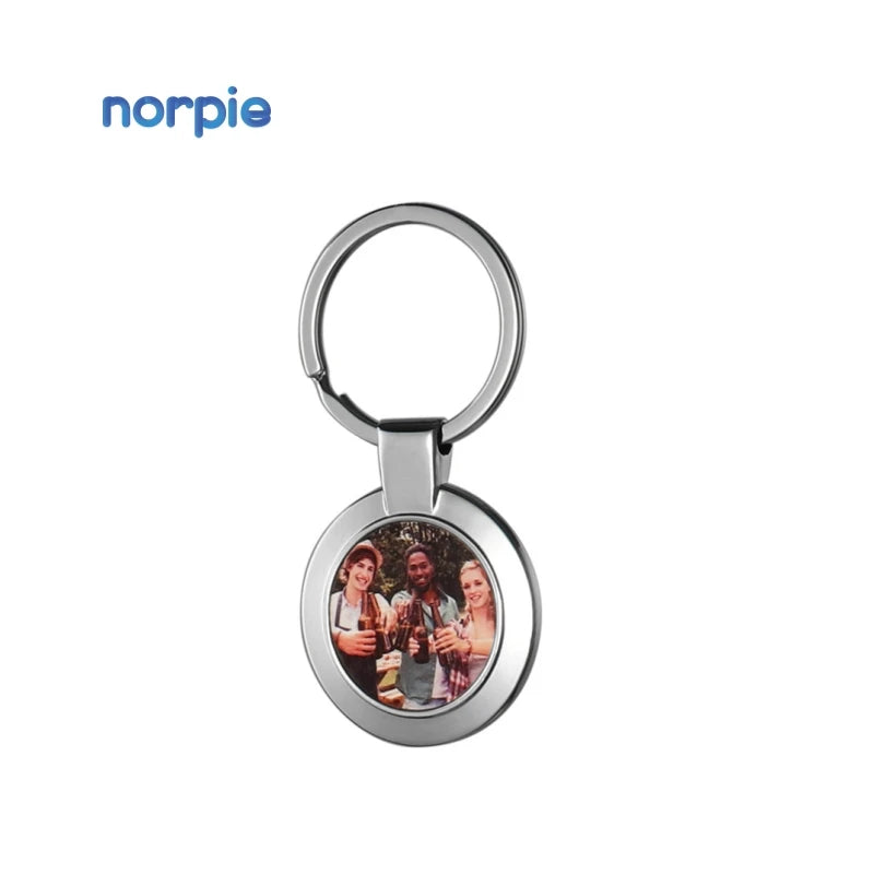 Single-sided Patch Sublimation Blank Round Shape Metal Keychain