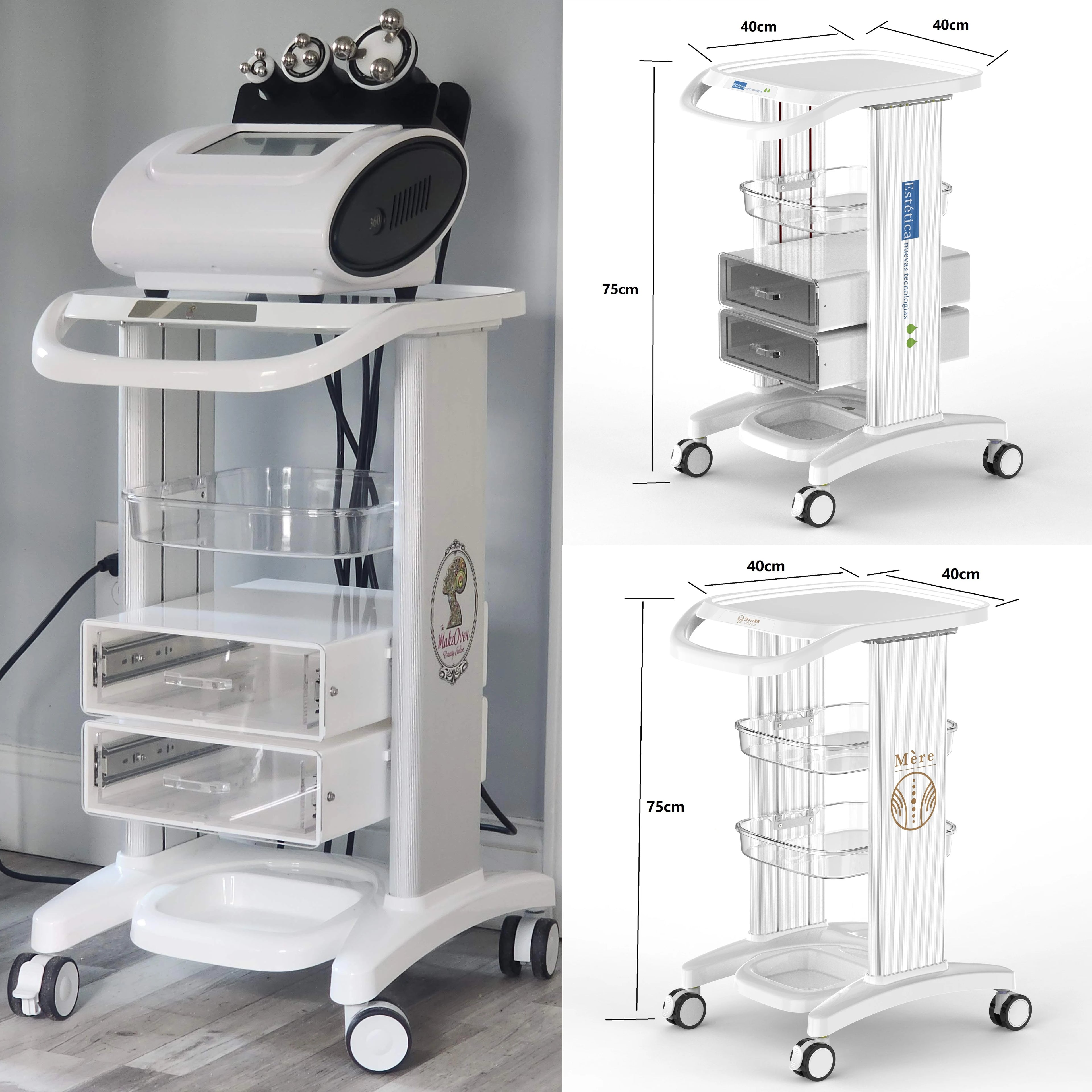 Hot Sale Acrylic Spa Aesthetics Clinic Beauty Salon Equipment Trolly Picosecond Laser Machine Trolley Carts