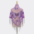 Wholesale Solid Color Lace Hollowing Triangle Ladies Scarf Butterfly Embroidered Tassel Monochrome Breathable Triangle Shawls