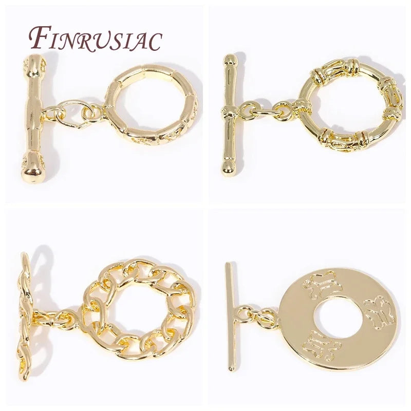 5 Types 18K Gold Plated Brass Round Toggle Clasps Dainty Necklace/Bracelet Connect DIY Jewelry Making Supplies CN ZHE FINRUSIAC