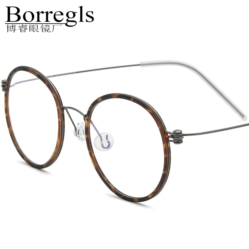Borregls B Titanium Glasses Frame Women Brand Designer Eyeglasses Men 2025 New Korean Optical Screwless Eyewear 17512