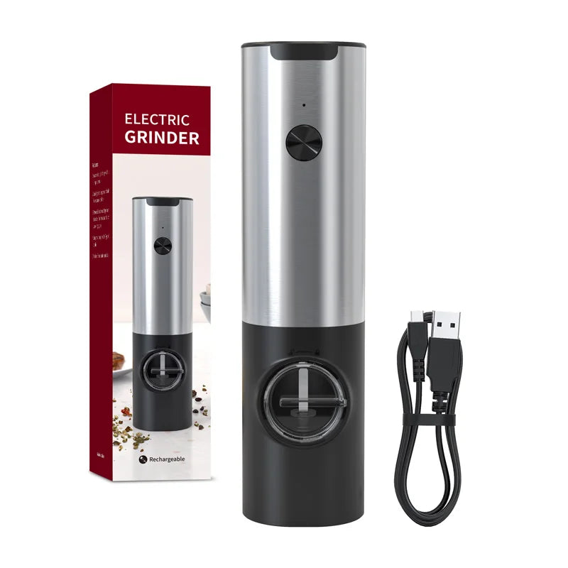 Metal Stainless Steel 2 in 1 Type C Rechargeable Automatic Electric Salt and Pepper Spice Grinder